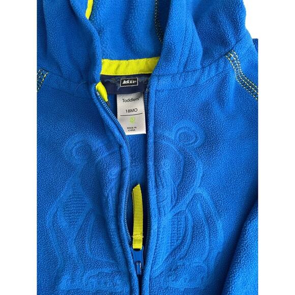 REI Boys Toddler Size 18MO Zip Up Lightweight Fleece Jacket Embroidered Hoodie - Picture 3 of 8
